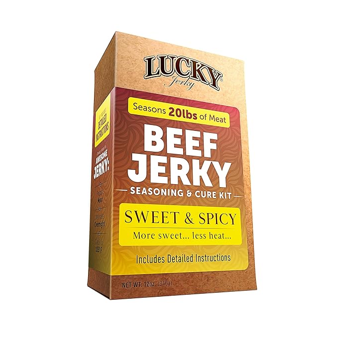 Lucky Jerky Sweet & Spicy DIY Jerky Seasoning Kit - Seasons 20lbs of Meat | Easy-to-Use Kit for