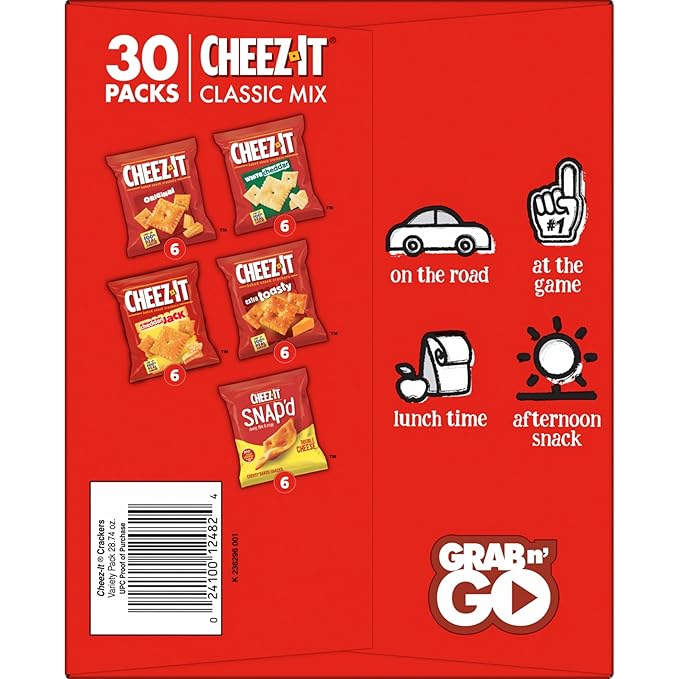 Cheez-It Cheese Crackers, Baked Snack Crackers, Office and Kids Snacks, Variety Pack, 28.74oz Box