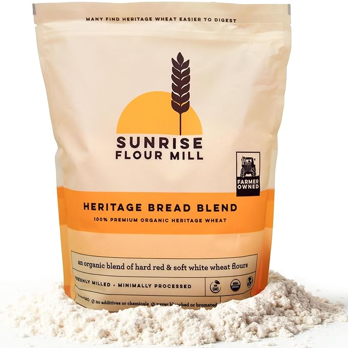 Sunrise Flour Mill Heritage Organic Bread Flour Blend - 2.0 lbs | Organic Unbleached Bread Flour