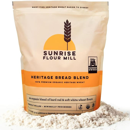 Sunrise Flour Mill Heritage Organic Bread Flour Blend - 2.0 lbs | Organic Unbleached Bread Flour