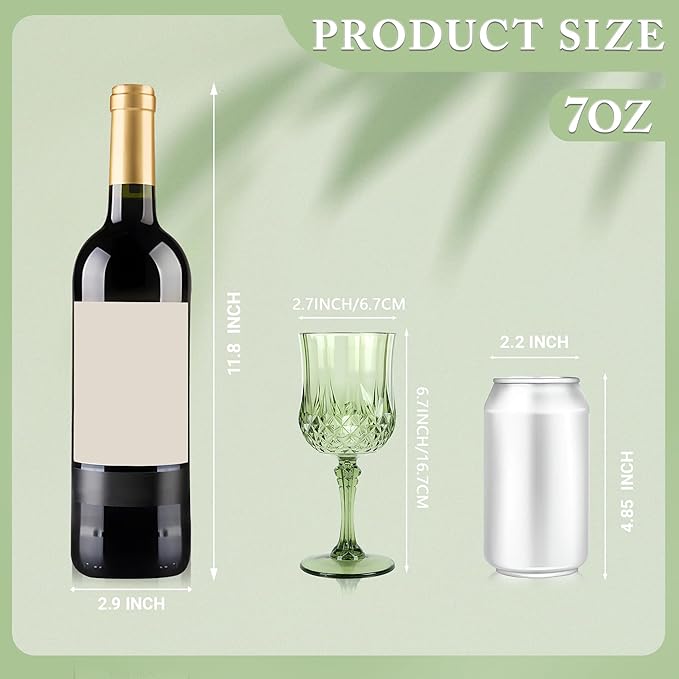 Plastic Wine Glasses，Plastic Goblets Vintage Style Cordial Drinking Glasses for Wedding Reception
