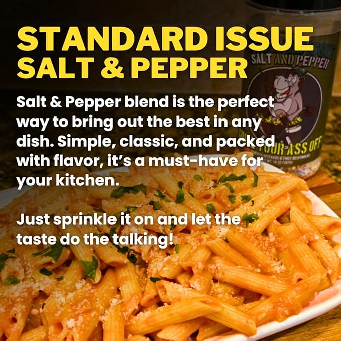 Standard Issue Salt & Pepper by Grill Your As Off - Premium Gourmet Black Pepper & Salt Great for