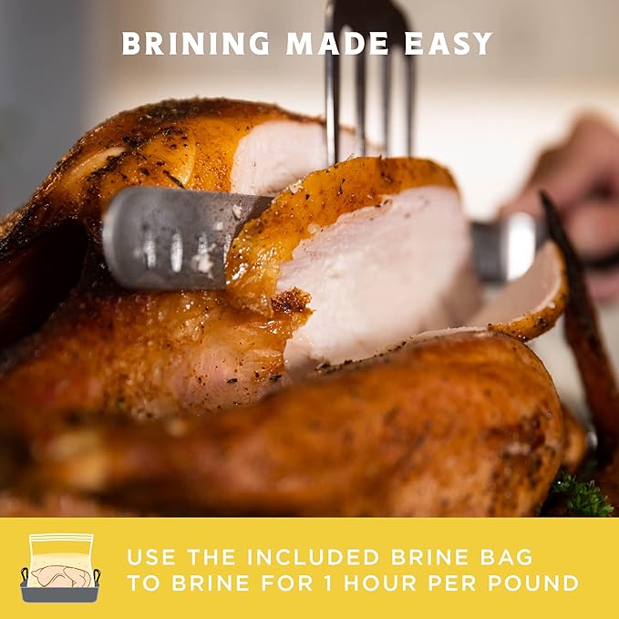 Fire & Flavor Lemon Pepper Turkey Perfect Brine - Turkey Brine Kit with Bag for Roasting, Grilling