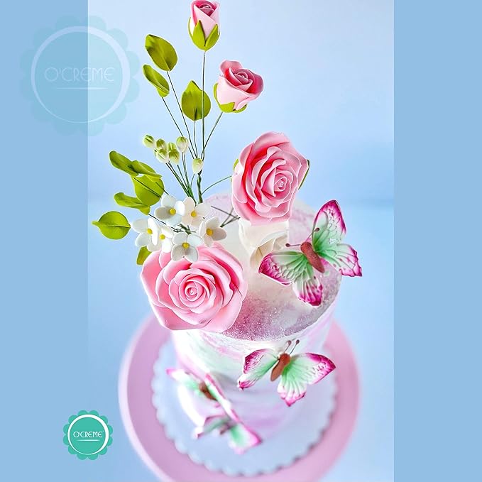 O'Creme Gumpaste Flower Spray, White Orchid - Edible Flowers for Cake Decorating - Sugar Paste