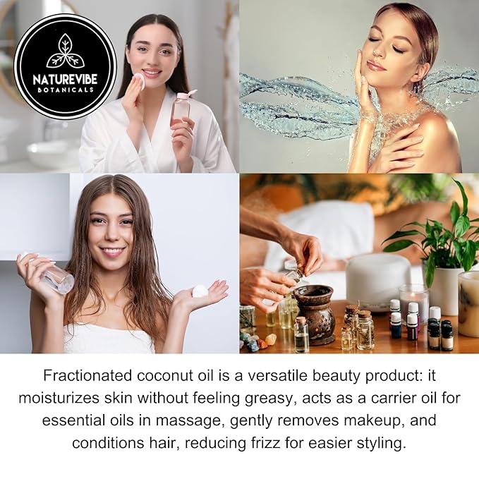 Naturevibe Botanicals Fractionated Coconut Oil 32 Ounces | 100% Pure and Natural | Great for Skin