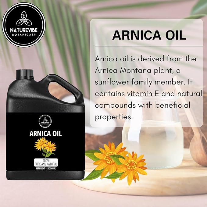 Naturevibe Botanicals Arnica Oil 32 Ounces | 100% Pure and Natural | Great for Skin Care and Hair