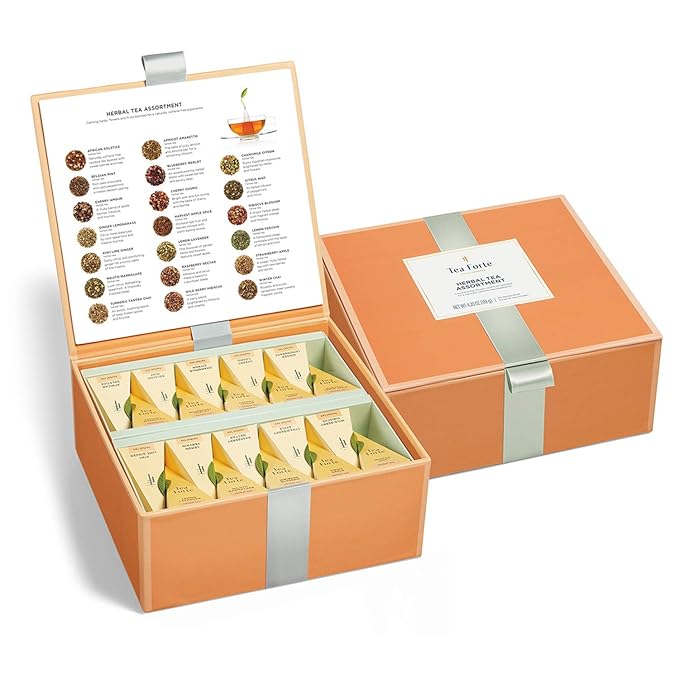 Tea Forte Herbal Assortment Premium Tea Chest Gift Sampler, 40 Count, 2 of each Variety Blend