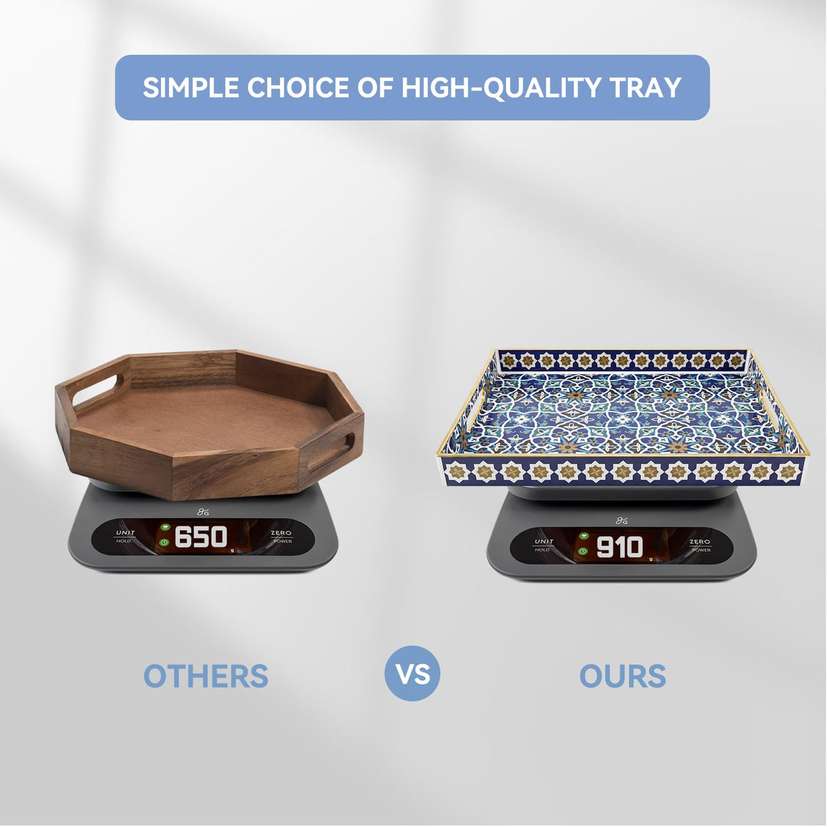 AGIOTA Coffee Table Trays for Living Room Serving Tray with Handles, Modern Large Tray for Ottoman