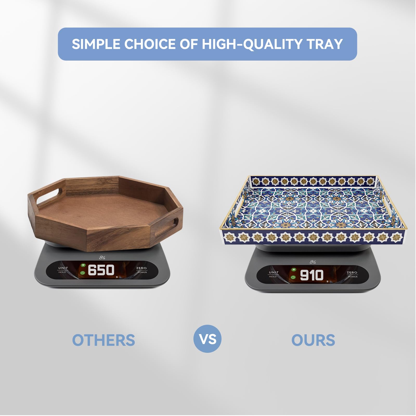 AGIOTA Coffee Table Trays for Living Room Serving Tray with Handles, Modern Large Tray for Ottoman