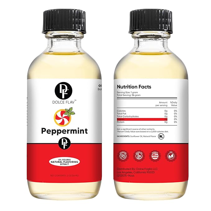 Dolce Flav Natural Peppermint Extract ??2 Ounce Oil-Soluble Kosher, Sugar-Free, Concentrated Pure