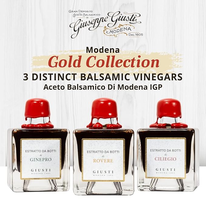 Giusti Italian Balsamic Vinegar Gift Set ??Gourmet Collection of 3 Aceto Balsamico di Modena-Based