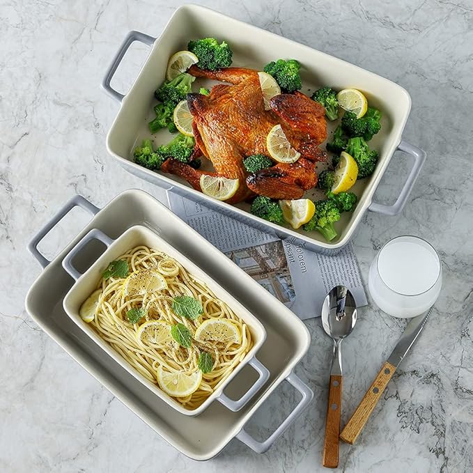 KOOV Bakeware Set, Ceramic Baking Dish, Rectangular Baking Pans for Cooking, Cake Dinner, Kitchen