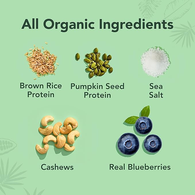 ALOHA Organic Plant Based Protein Bars - Blueberry Bars, Vegan, Low Sugar, Gluten-Free, Low Carb