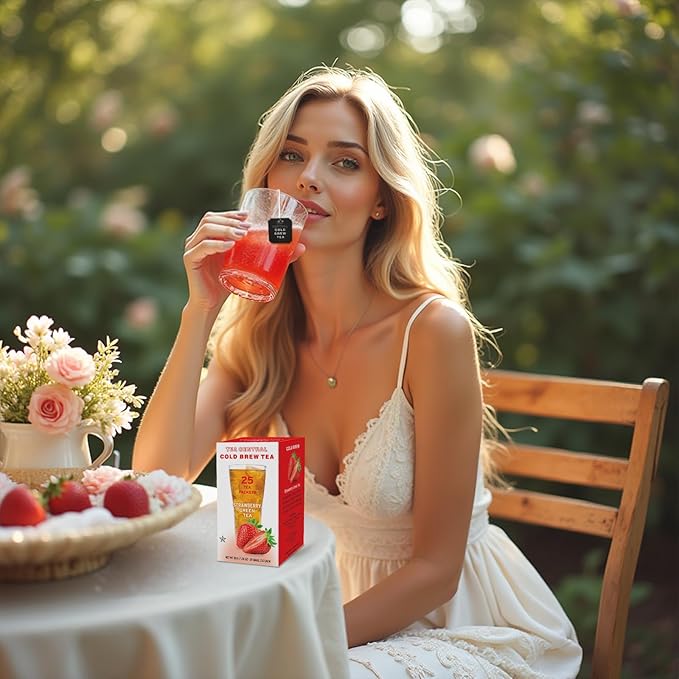 Life Plus Style Gourmet TEA CENTRAL Strawberry Iced Tea with Organic Ceylon Green Tea Natural