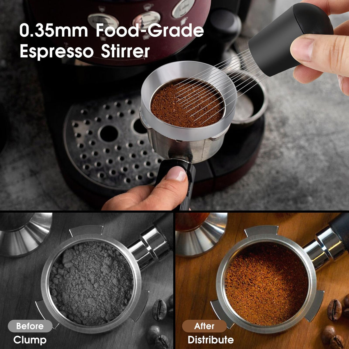 Reoszeank 51mm Espresso Accessories Kit, Distributor, Tamper, WDT, Funnel