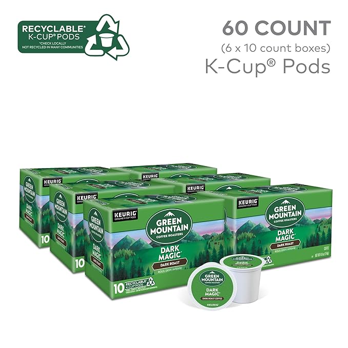 Green Mountain Coffee Roasters Dark Magic, Keurig Single Serve K-Cup Pods, Dark Roast Coffee, 60