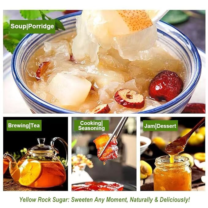Fraunitsh Yellow Rock Sugar - Natural Sweetener, 9.8oz | Small Sugar Crystals | Perfect for Tea