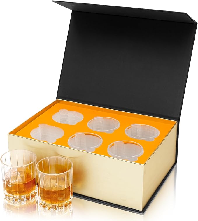 KANARS Crystal Whiskey Glasses Set of 6-10 Oz Rock Glasses in Elegant Gift Box - Bourbon Glass