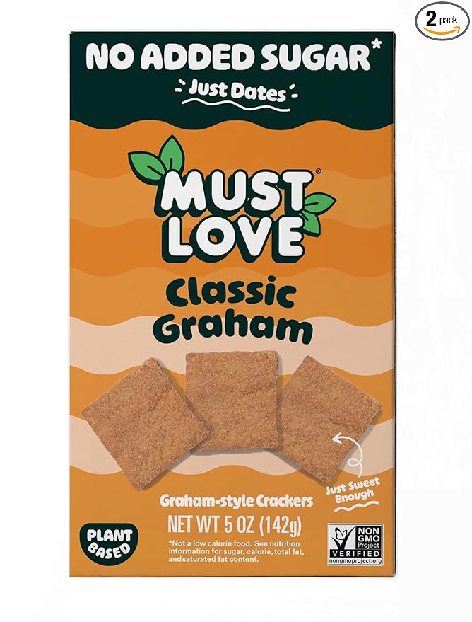 Must Love Classic Graham - No Added Sugar, Sweetened with Dates - Great for Pie Crust, Mini S'more