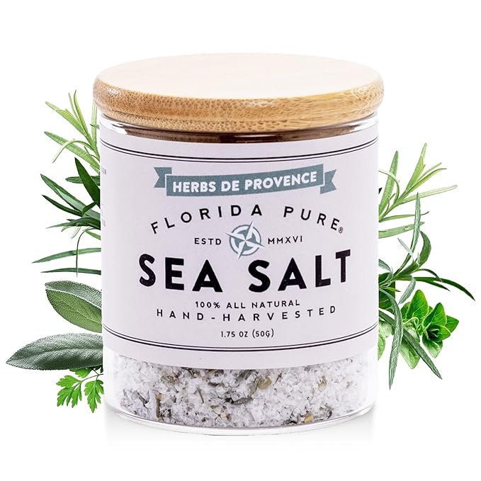 FLORIDA PURE Herbs de Provence Sea Salt - 80+ Mineral Sea Salt, Natural, Unrefined, Non Iodized