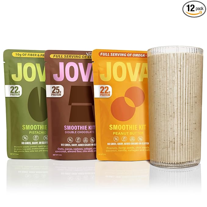 JOVA High Protein Smoothie Mix ??Pistachio, Chocolate, Peanut Butter | 22g Protein, 10g Fiber