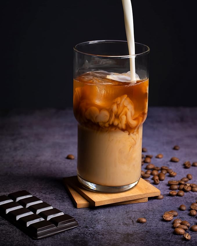 LEMONSODA Stackable Iced Coffee Glasses Set of 6, 48-15 and 21oz Drinking Glasses for Lattes, Tea