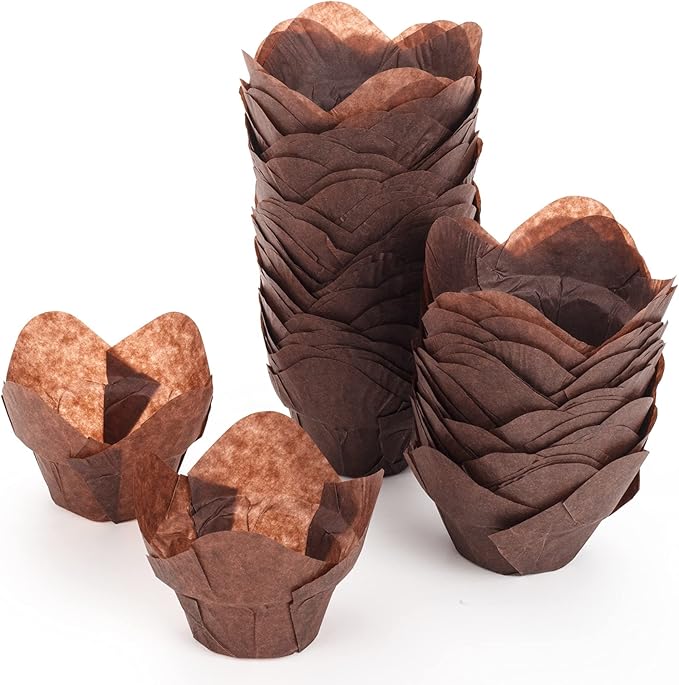 GOLDEN APPLE, 100 Pcs Tulip Cupcake Liner Lotus Parchment Baking Cup Muffin Tins Cups for Weddings