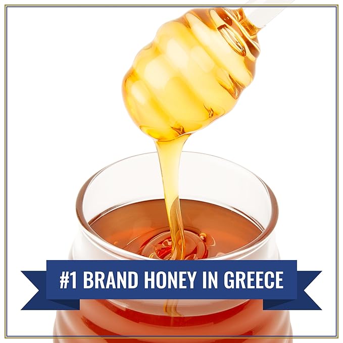 Attiki Pure Greek Honey with Wild Flora and Thyme, Perfect for Baking, Cooking, Lemonade and Tea