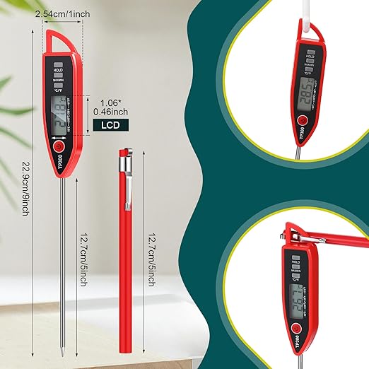 6 Set Waterproof Food Thermometer for Water, Liquid, Candle and Cooking Digital Meat Thermometer