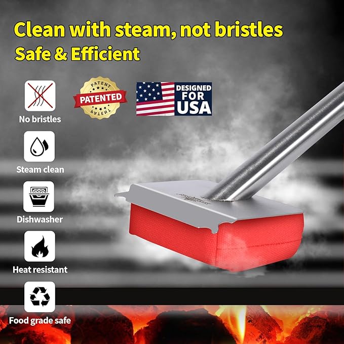 Grill Brush Bristle Free,BBQ Replaceable Scraper Cleaning Head,Safe Grill Accessories for Cast Iron