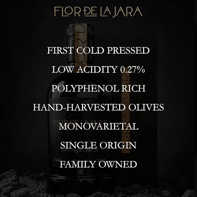 FLOR DE LA JARA Premium Extra Virgin Olive Oil from Spain, First Cold Pressed, Polyphenol-Rich