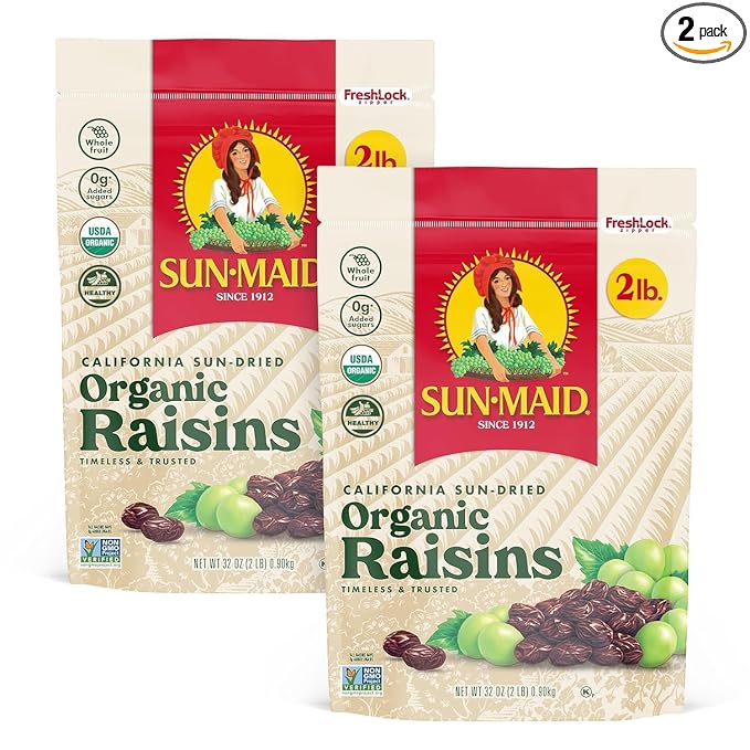 Sun-Maid Organic California Sun-Dried Raisins - (2 Pack) 32 oz Resealable Bag - Organic Dried Fruit