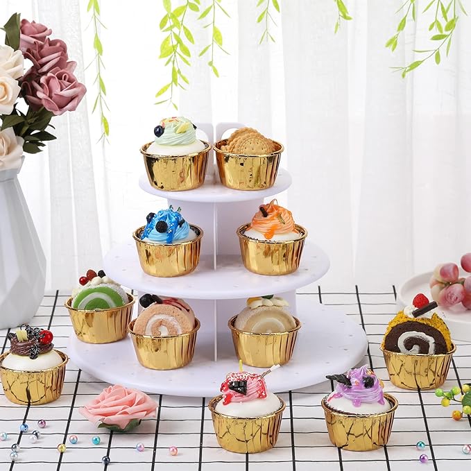 300 Pack Gold Cupcake Liners Bulk Disposable Foil Muffin Cups 3.5 oz Wrappers for Baking Aluminum