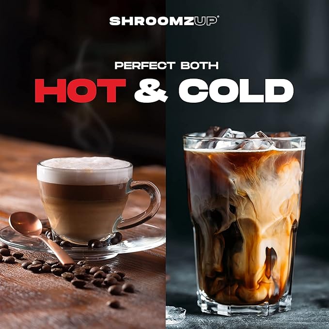 ShroomzUp Vegan Mushroom Coffee, Arabica Instant Coffee Mix With Lions Mane and Cordyceps for