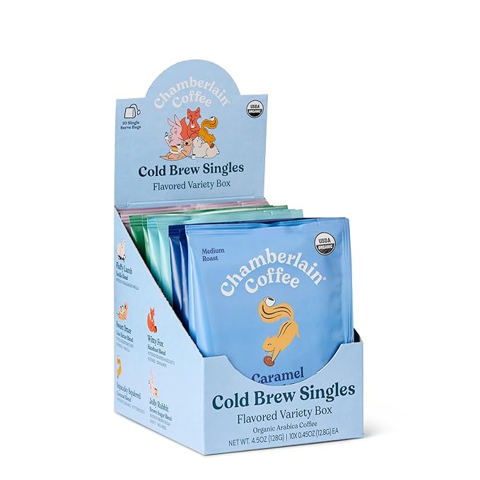 Chamberlain Coffee Flavored Cold Brew Singles Variety Pack – Brew Hot or Iced - Organic Coffee