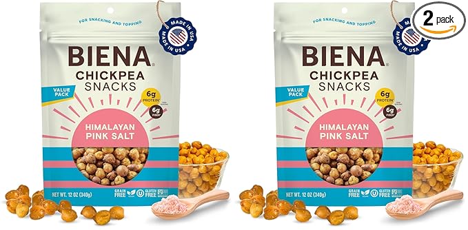 BIENA Roasted Chickpea Snacks ??Himalayan Salt, 1 Value Pack ??Crispy Salted Chickpeas Loaded with