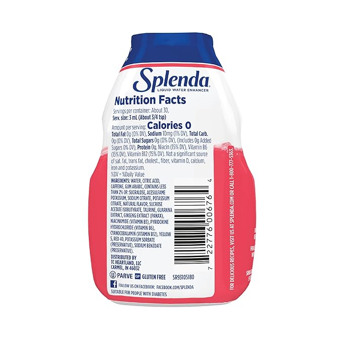 SPLENDA Energy Liquid Water Enhancer Drops, Sugar Free, Zero Calorie, Natural Flavor, Concentrated
