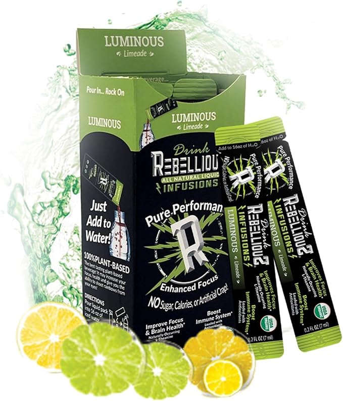 Rebellious Luminous Limeade Organic Drink Mix ??Zero Calorie Energy Drink Mix | Monk Fruit & Green