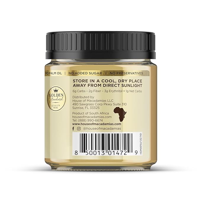 Macadamia Nut Butter, White Chocolate - 1 x 8.8oz - No Added Sugar, No Palm Oil, Plant-based, No
