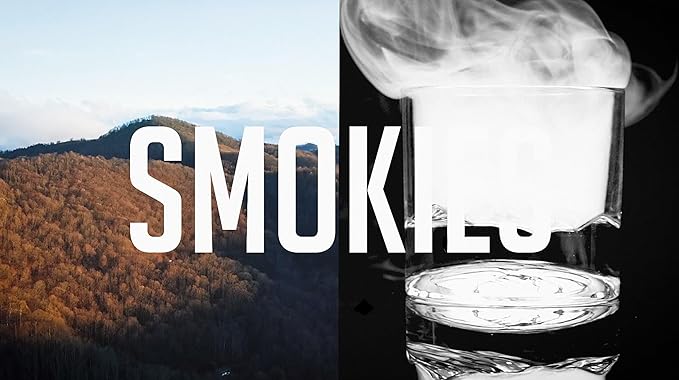 Smoky Mountain Heavy Crystal Whiskey Glasses Gift Set of 2, Thick Freezable Bourbon Glass 1lb Each