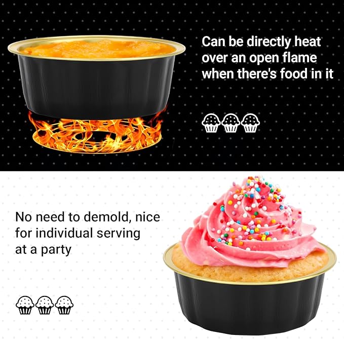 Beasea Disposable Baking Ramekins, 8 oz 100 Pack 3.9" 235ml Aluminum Foil Cups Bake Utility Ramekin