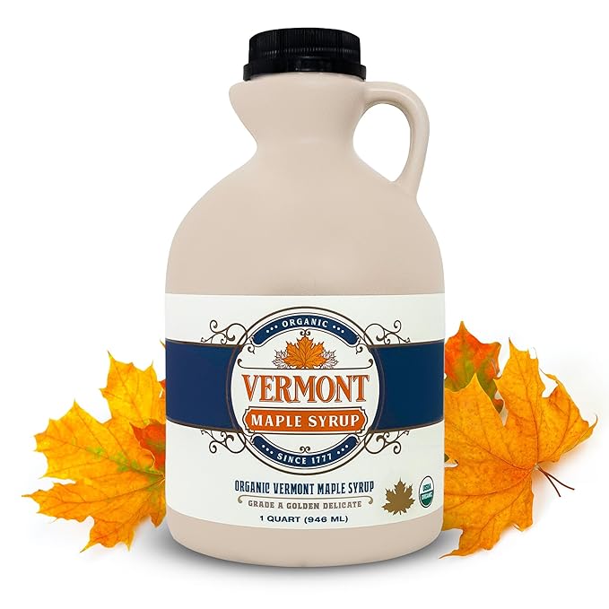 Vermont Maple Syrup - 32 oz Grade A, Golden Delicate Organic Maple Syrup - 100% Pure and Authentic