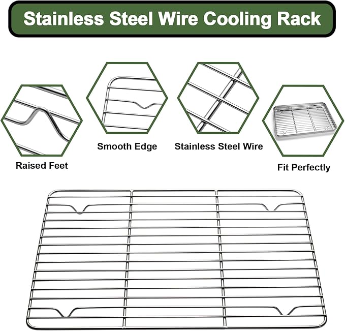 EWFEN Baking Set: Stainless Steel Sheet Pan with Cooling Rack & Silicone Mat Set, Multi-Size (3