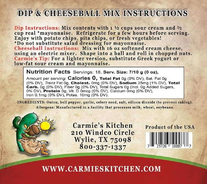 Carmie's Kitchen Toasty Onion Dip Mix, 0.7 Ounce