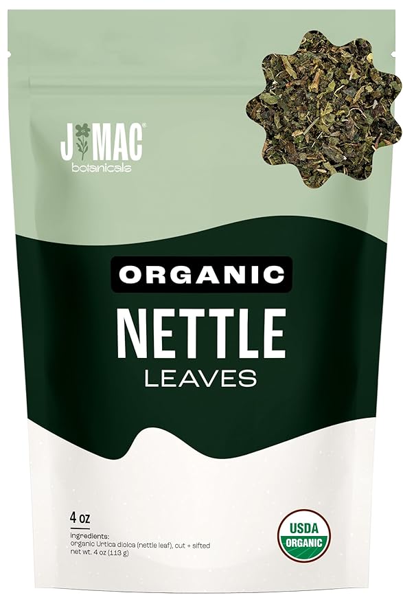 J MAC BOTANICALS Organic Nettle Leaf Herbal Tea (4 oz, 50+ Cups) Certified USDA Organic, Dried