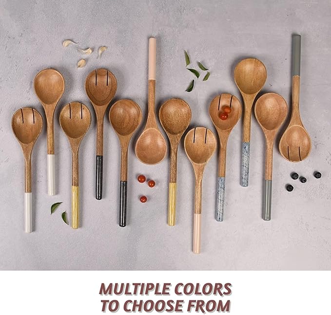 Folkulture Salad Servers or Salad Tongs, Wooden Utensils for Serving Salad, 12-inch Spoon and Fork