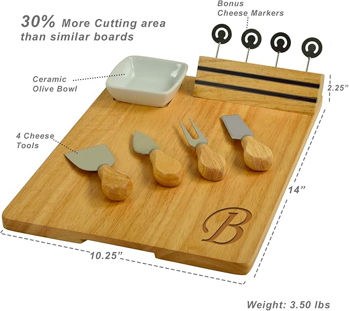 Picnic at Ascot Personalized Monogrammed Laser Engraved Hardwood Board for Cheese & Appetizers