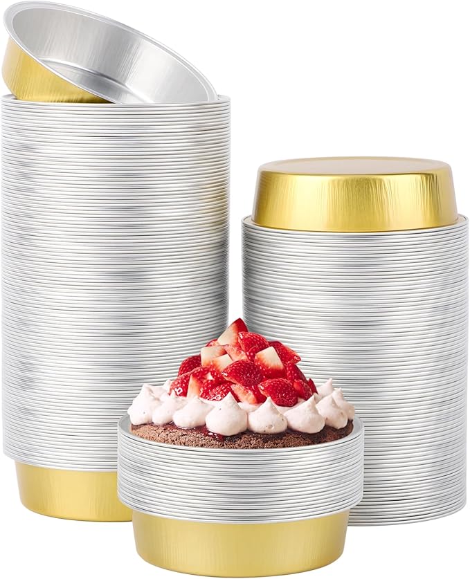 Beasea Aluminum Ramekins 200 Pack, 7.3oz 215ml Disposable Ramekins Foil Cups No Lids 4" Baking