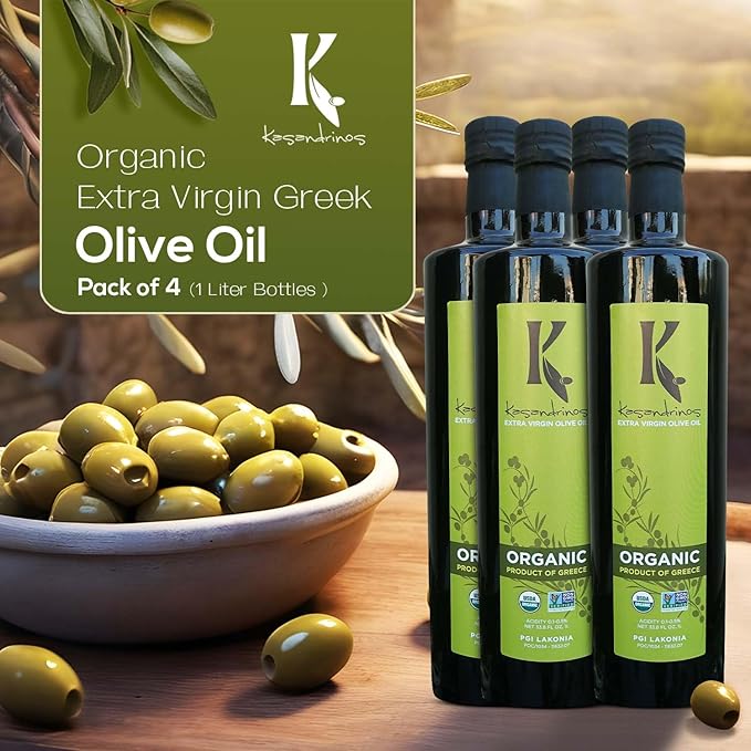 Kasandrinos Organic Olive Oil Extra Virgin, Polyphenol Rich Greek Olive Oil, 100% Organic First
