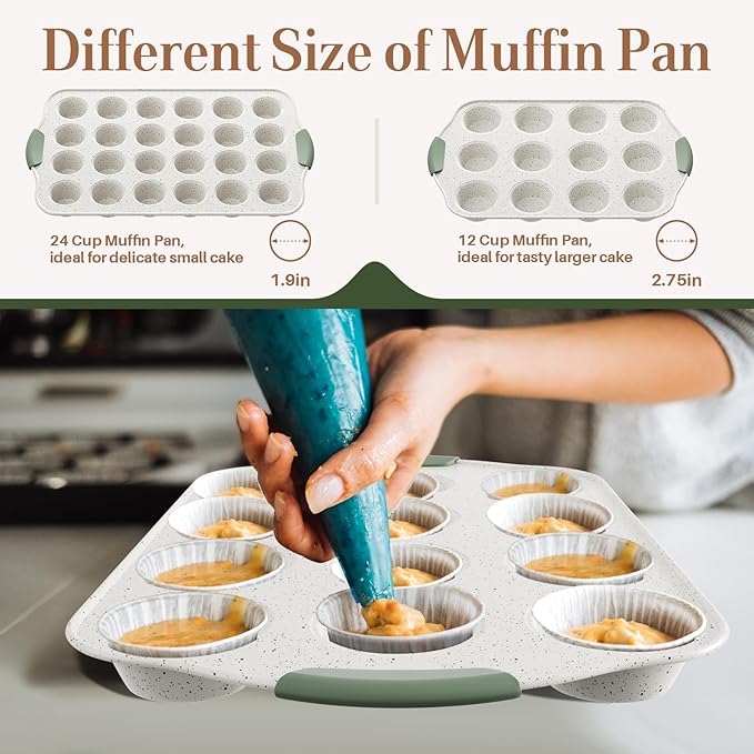 11-Piece Non-Toxic Baking Set, Stackable Nonstick Cookware with Heat-Resistant Handles - Includes